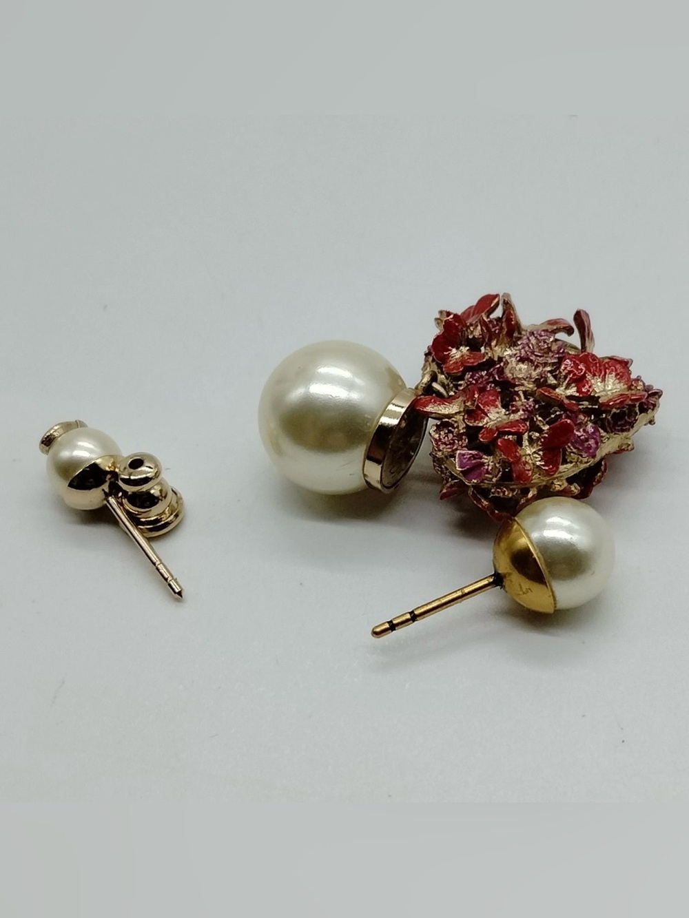 Authentic Dior Valentine's Heart-Butterflies Pink Pearl Tribales Post Earrings - Picture 4 of 6